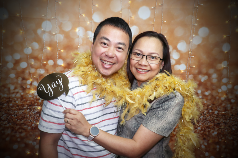 photo booth guests in a 50th birthday celebration at Ropes Crossing NSW