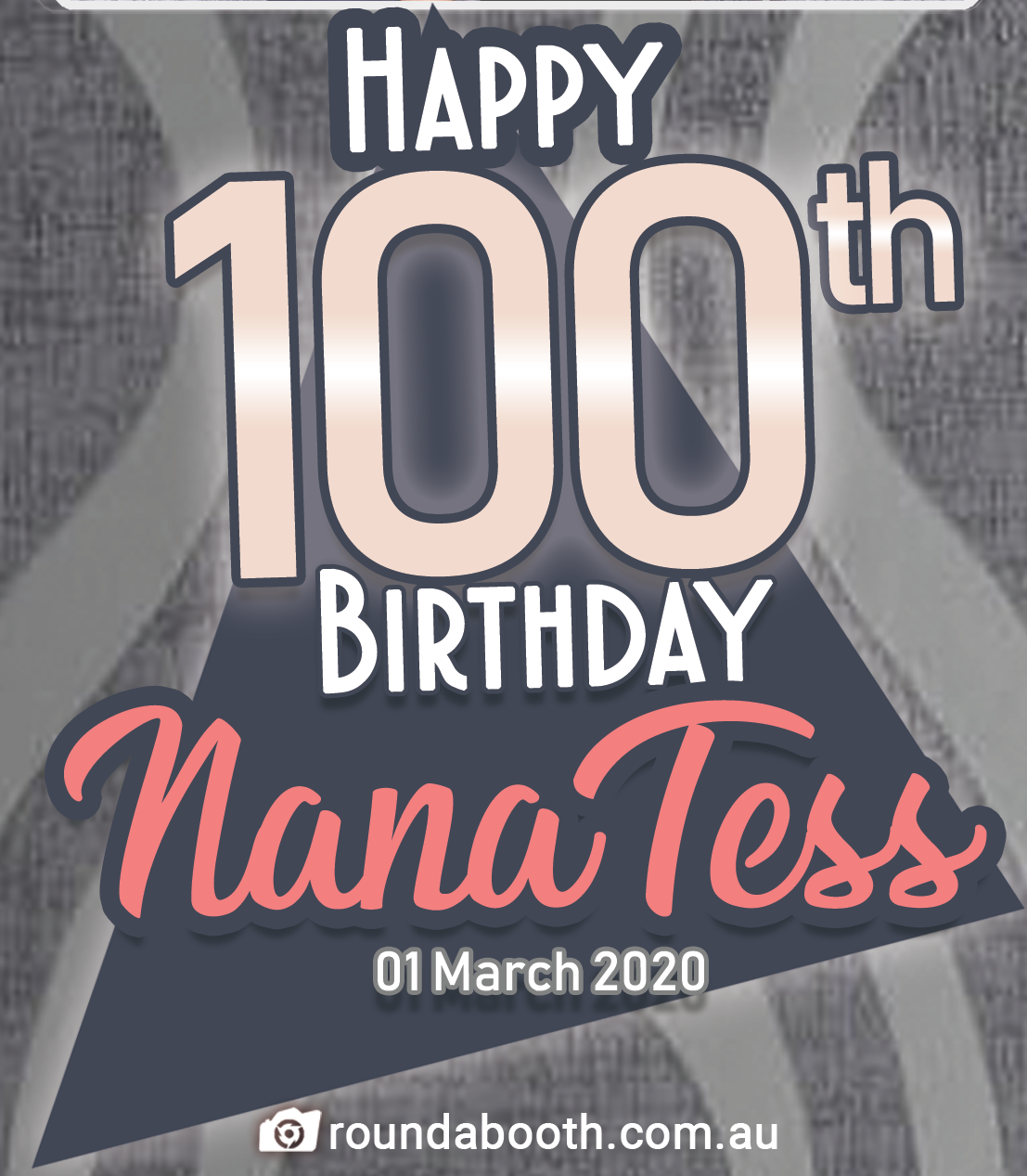 Roundabooth print template for a 100th birthday at Marsden Park NSW