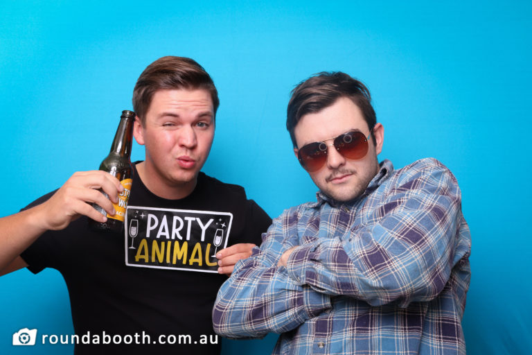 roundabooth photo booth guests in a 21st birthday in Gledswood Hills NSW